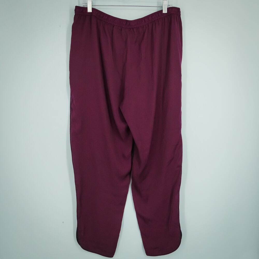 Armani Exchange Size 14 Purple Pull On Drawstring Ankle Length Satin Pants - Picture 4 of 8